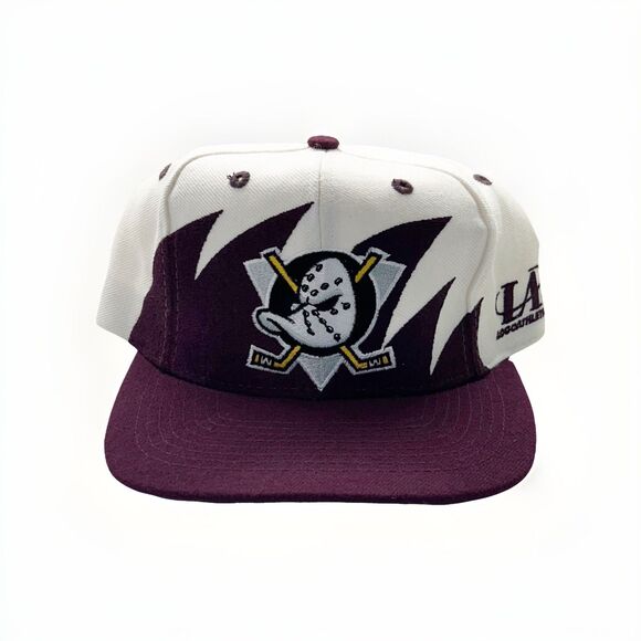 Vintage ANAHEIM MIGHTY DUCKS Logo Athletic SHARKTOOTH Snapback Hat NEW Old Stock - Picture 1 of 10